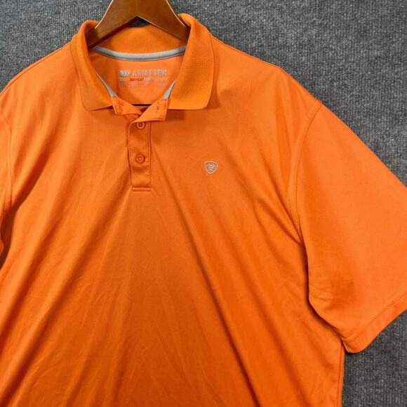 AriatTek Polo Shirt Heat Series Men's XL Orange Short Sleeve Casual Stretch - Picture 2 of 12